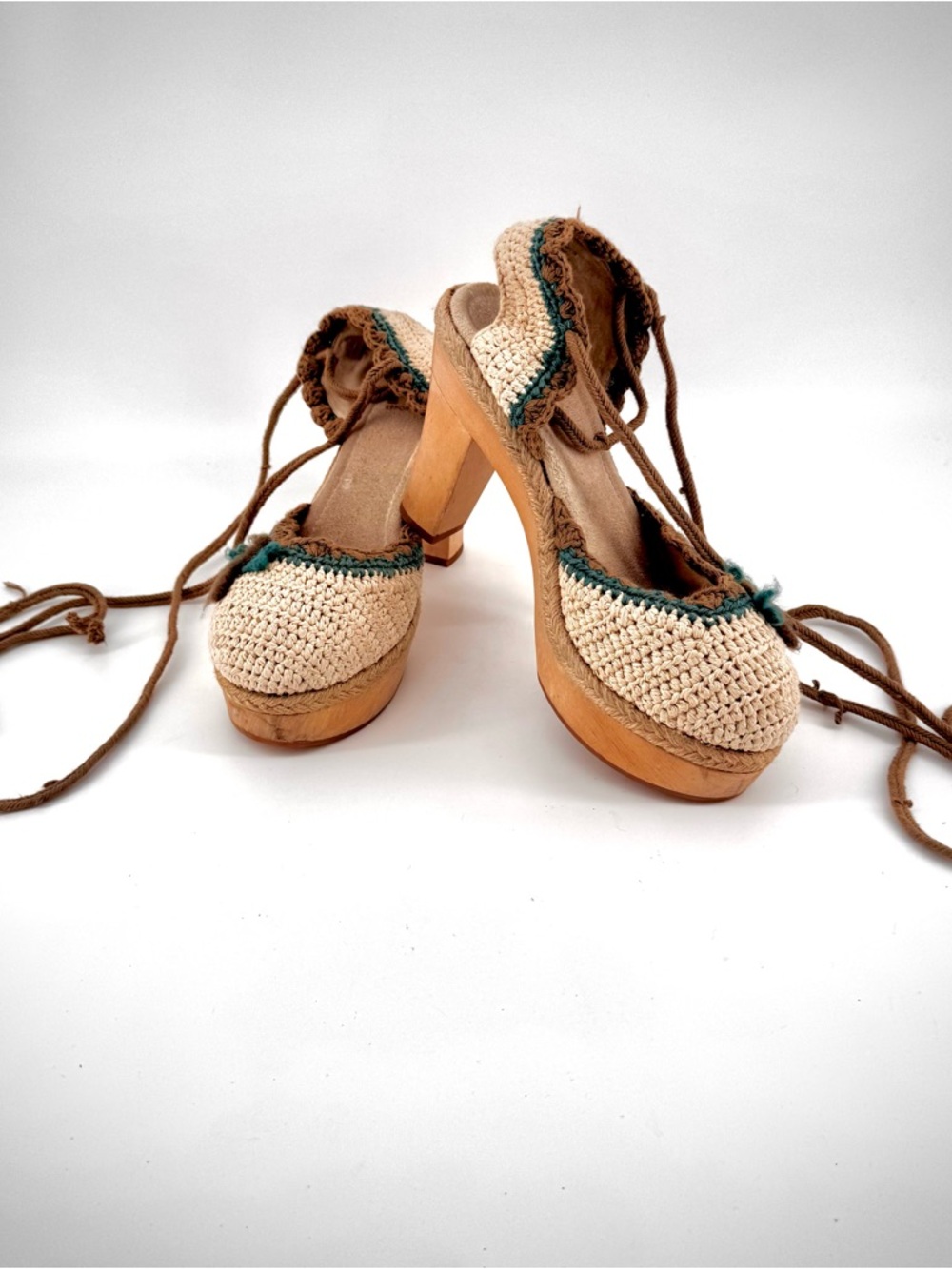 Report Gretta Crochet Lace-Up Platform Sandals - Boho 6.5